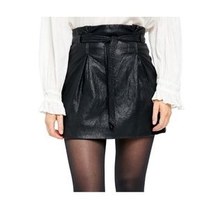 Payton Paperbag Waist Faux Leather Mini Skirt